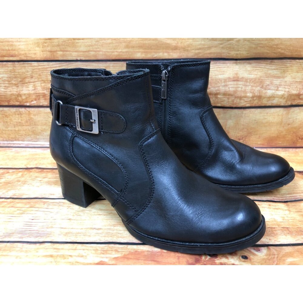 Harley Davidson HD 84296 Black Leather Side Zip Boots Womens 9 / 40 (n7a2) - Picture 3 of 10